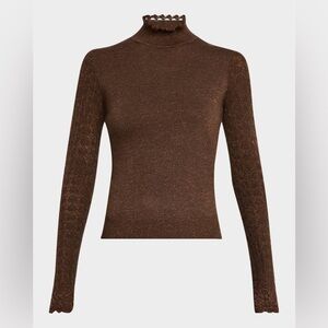 Paige Stephanie Metallic Knit Turtleneck in Bronze